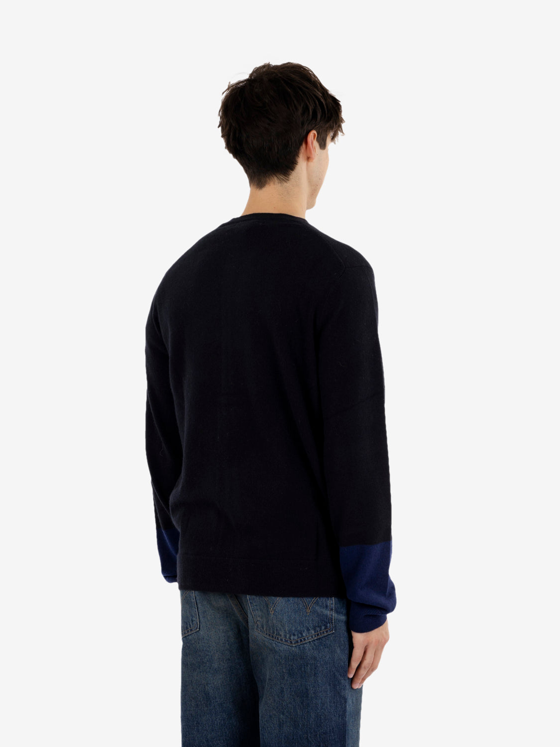 Cardigan in lana black / navy