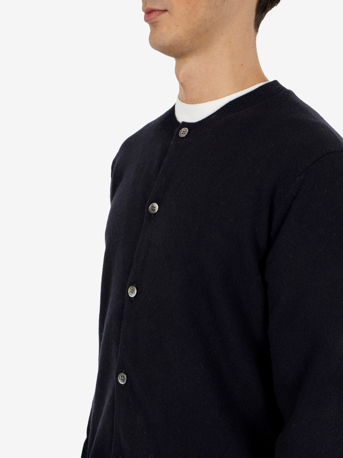 Cardigan in lana black / navy