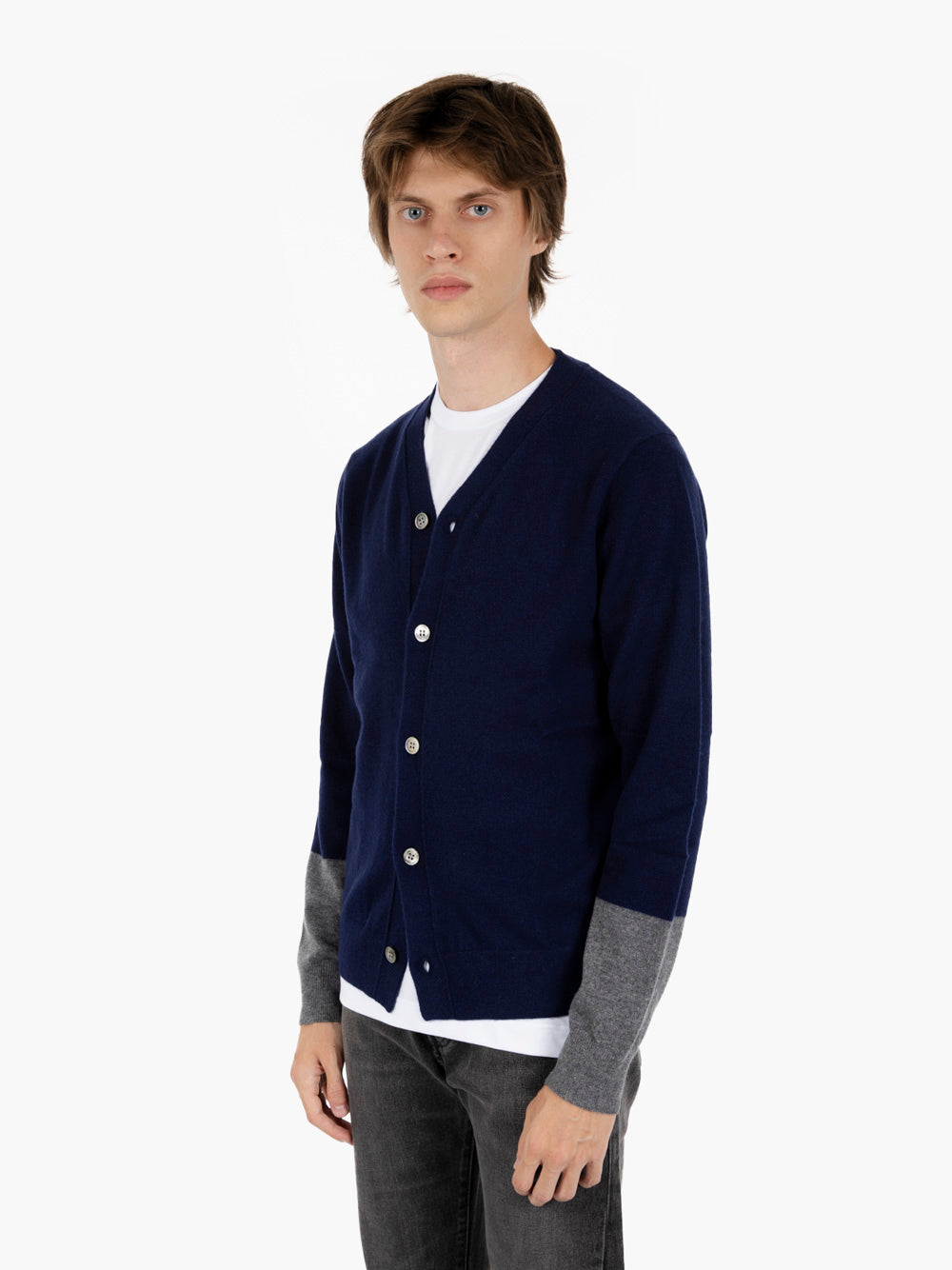 Comme des Garçons Shirt - Navy/Grey Knit Cardigan | STIMM