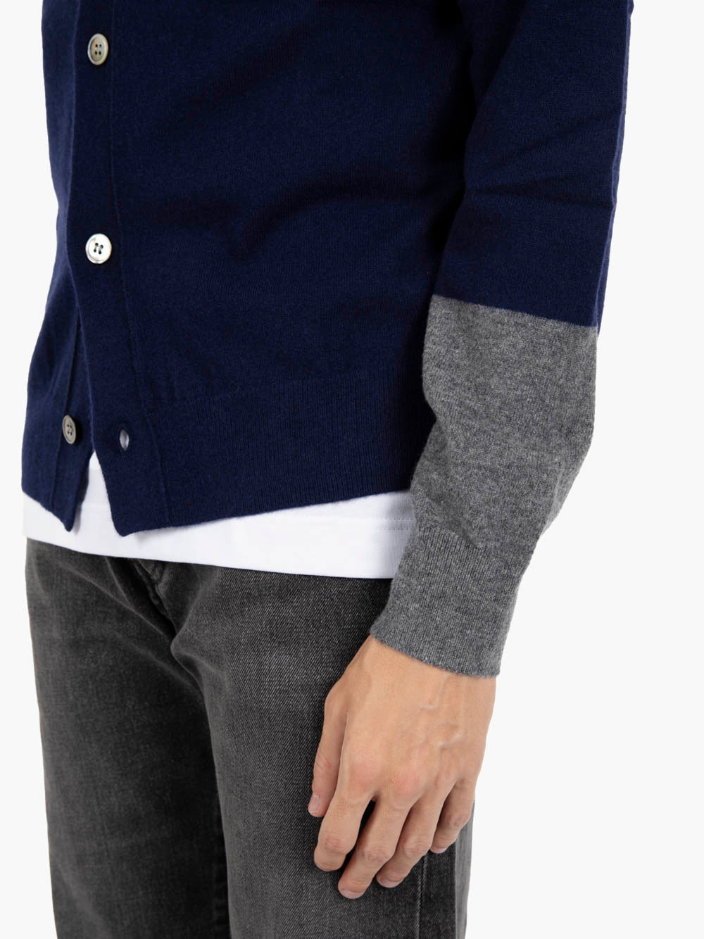 Comme des Garçons Shirt - Navy/Grey Knit Cardigan | STIMM