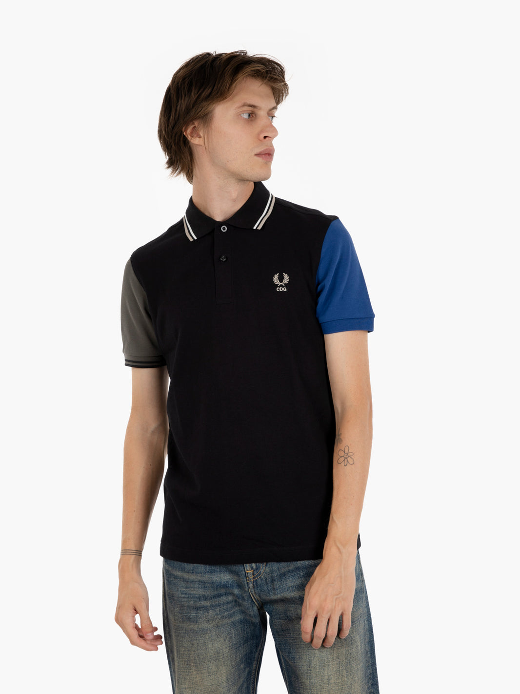 Color block Fred Perry shirt black / grey / blue