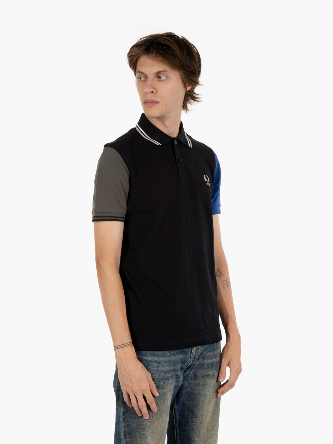 Color block Fred Perry shirt black / grey / blue