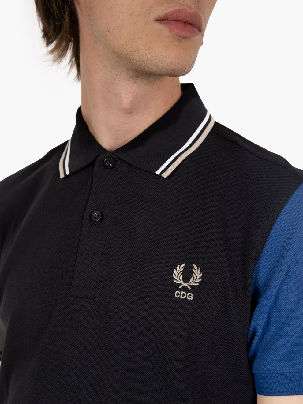 Color block Fred Perry shirt black / grey / blue