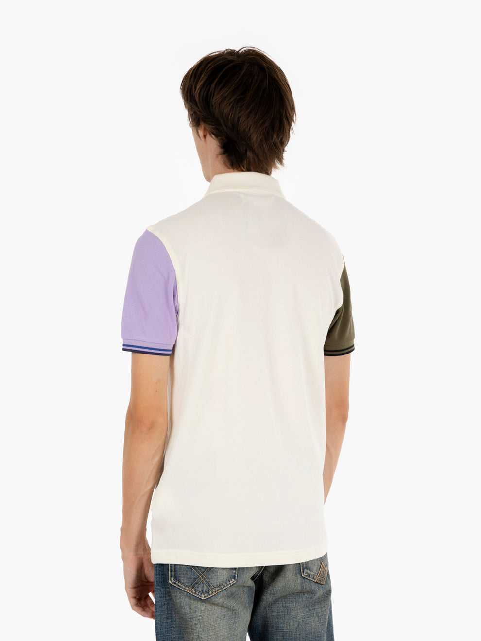 Color block Fred Perry shirt white / purple / grey