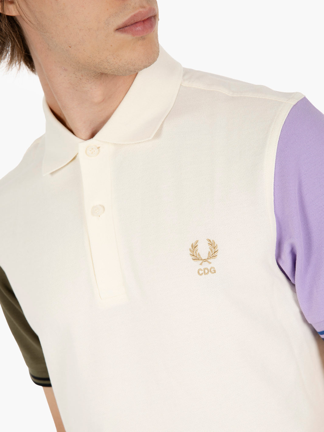 Color block Fred Perry shirt white / purple / grey