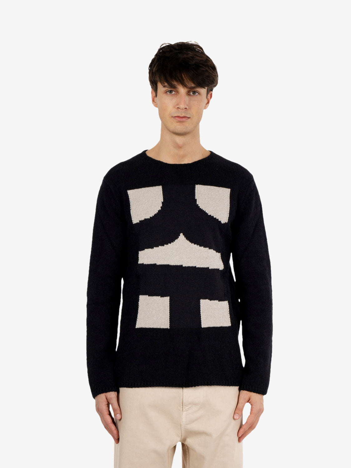 Maglione motivo geometrico nero