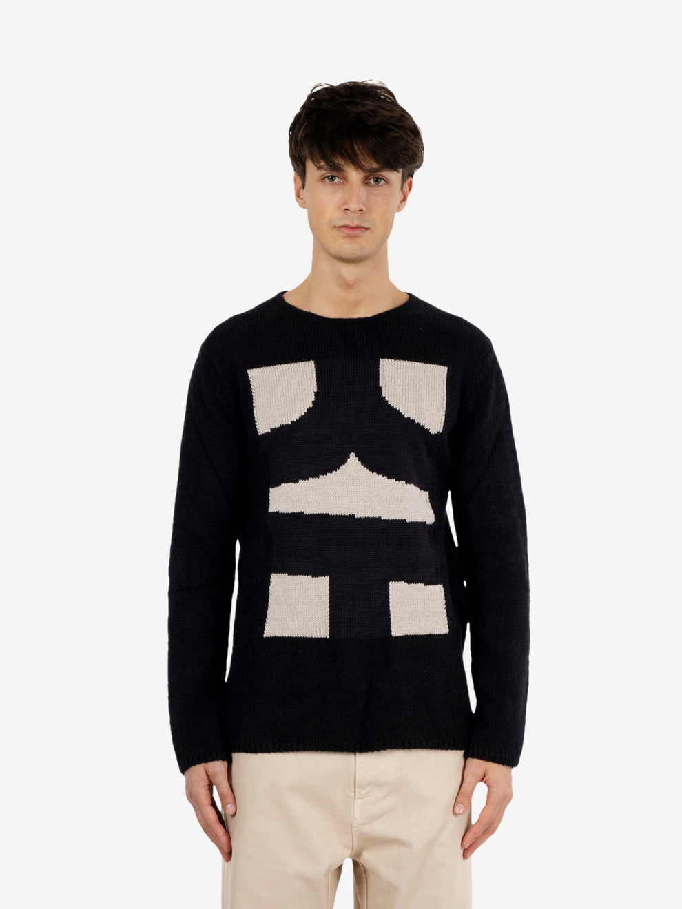 Maglione motivo geometrico nero