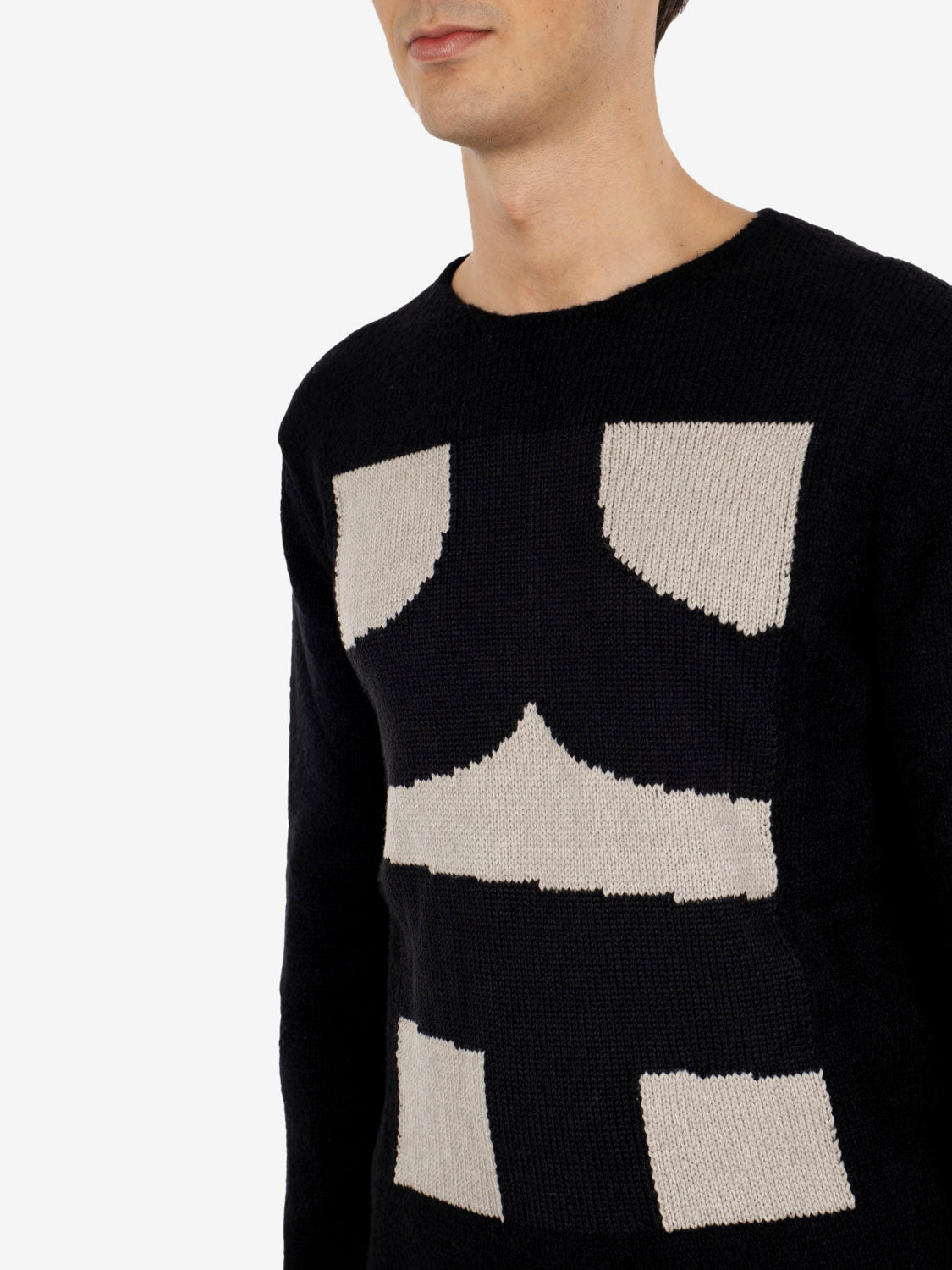 Maglione motivo geometrico nero