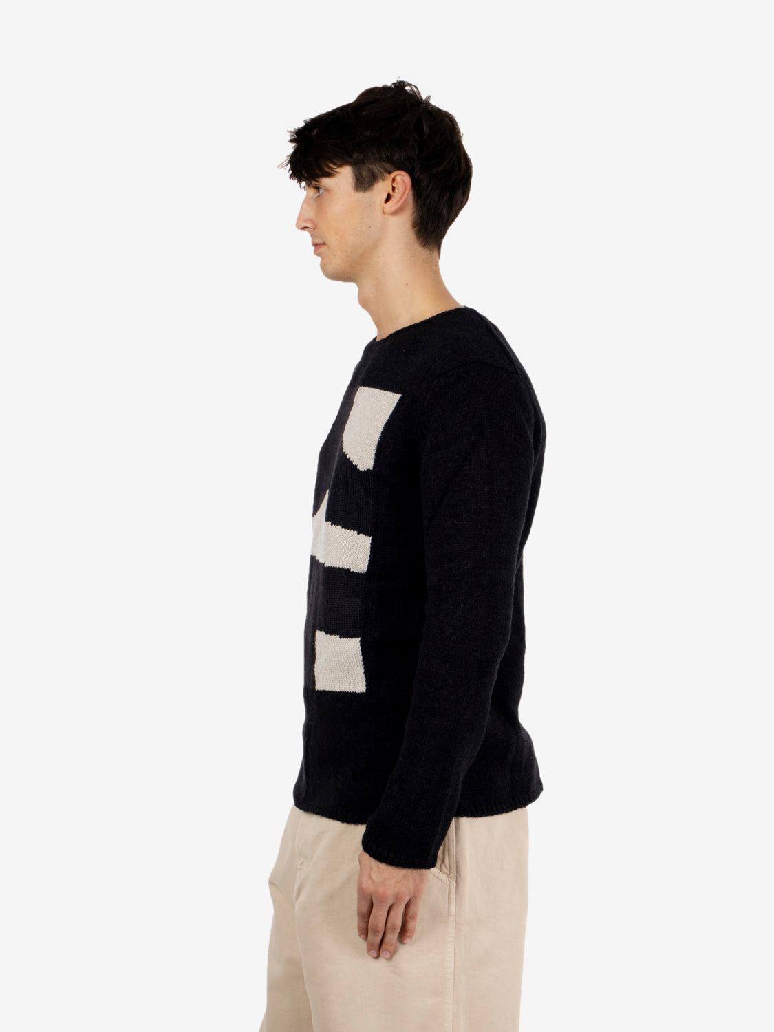 Maglione motivo geometrico nero