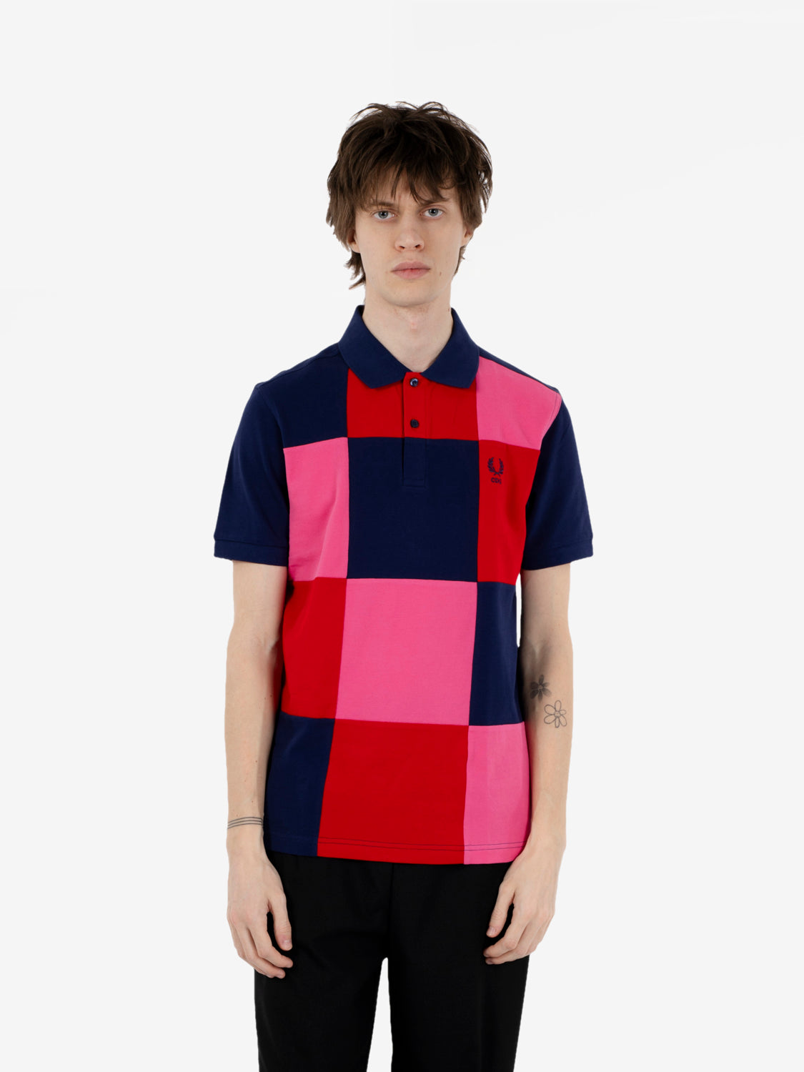 Polo a maniche corte CDG x Fred Perry navy / red / pink