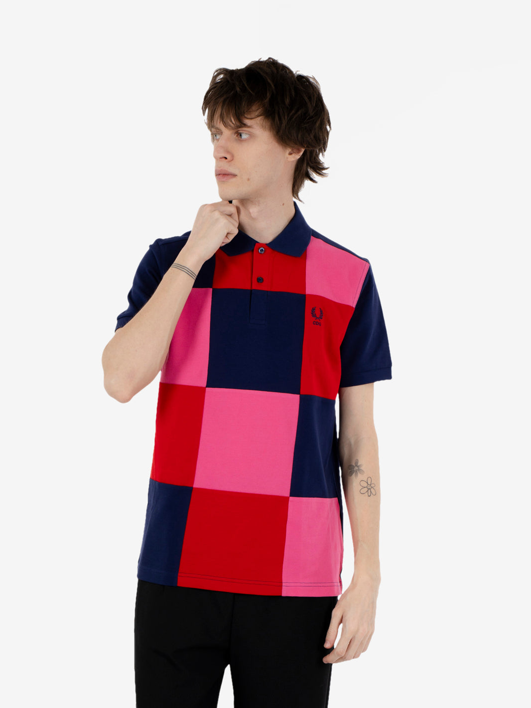 Polo a maniche corte CDG x Fred Perry navy / red / pink
