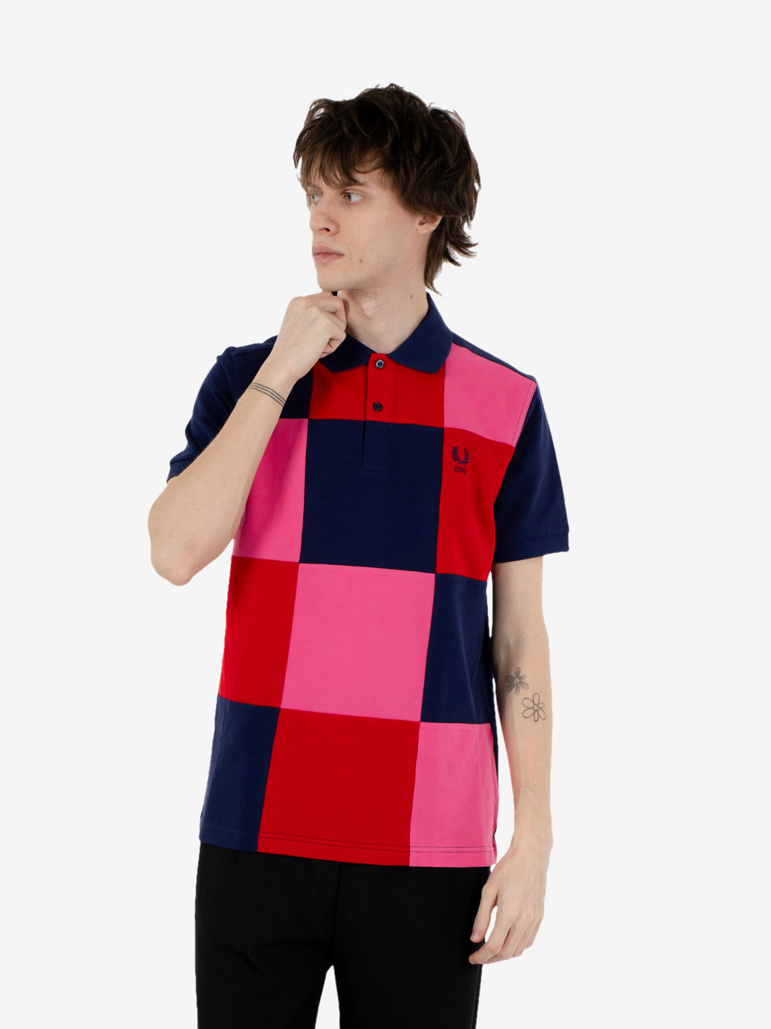 Polo a maniche corte CDG x Fred Perry navy / red / pink