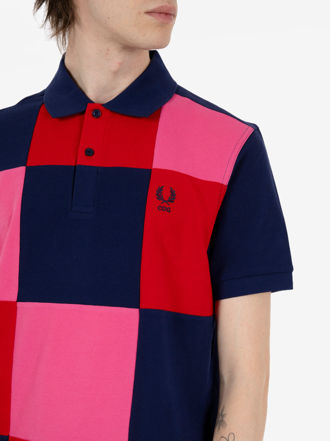 Polo a maniche corte CDG x Fred Perry navy / red / pink