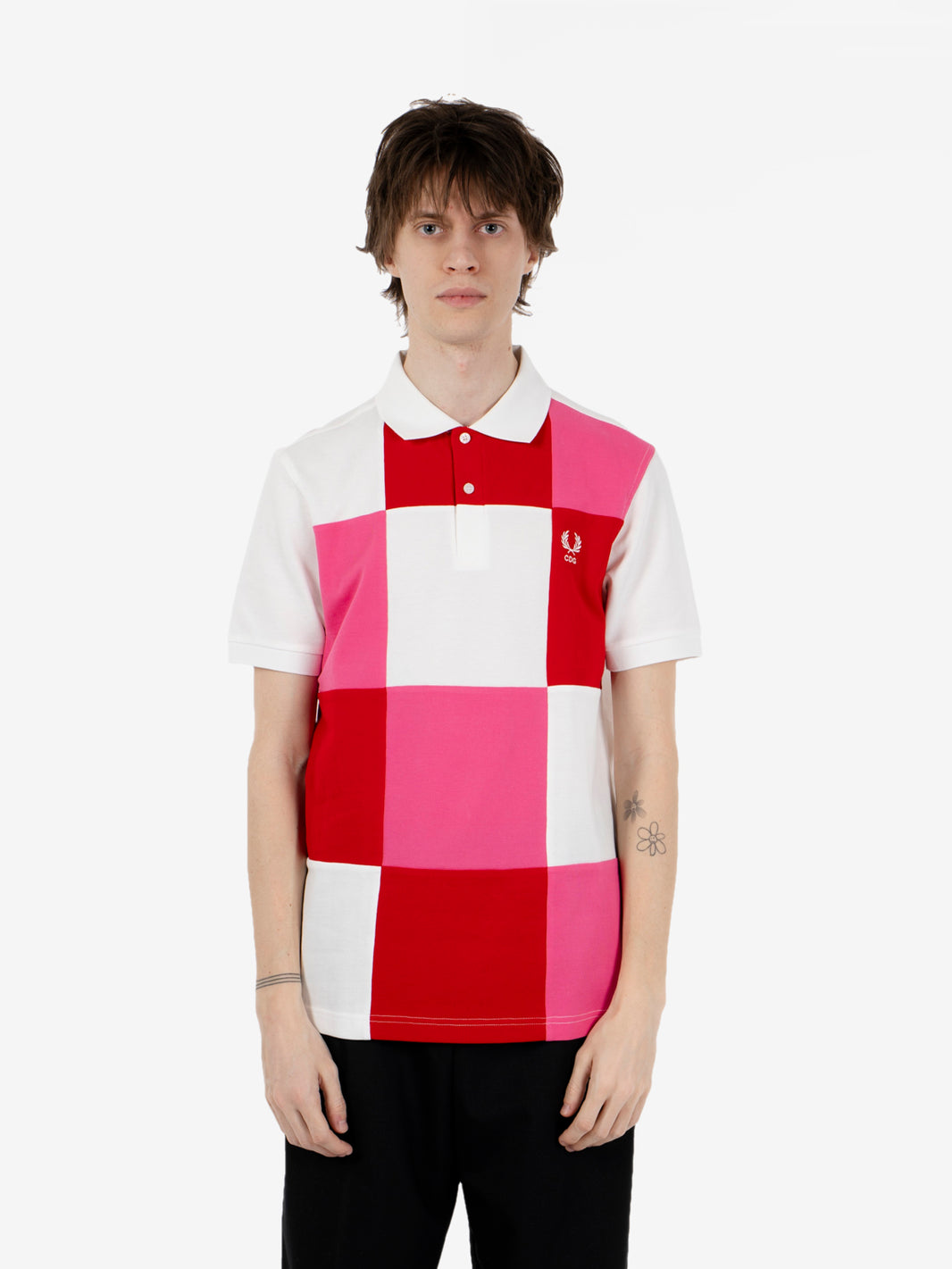 Polo a maniche corte CDG x Fred Perry white / red / pink