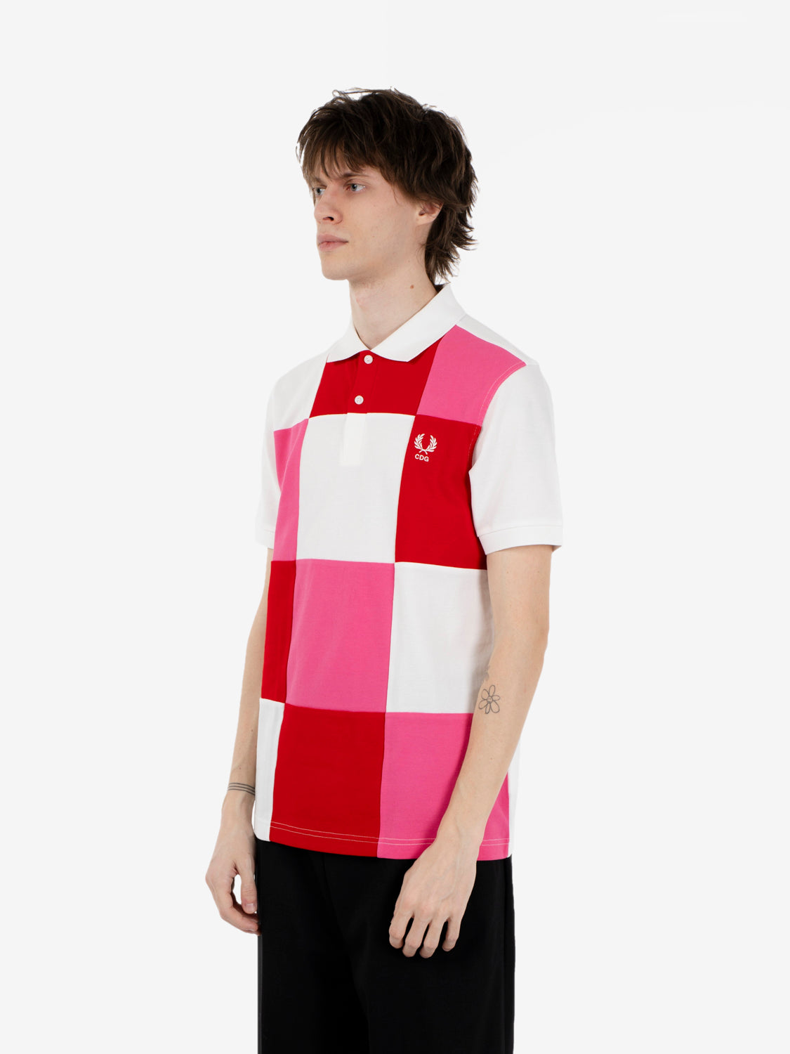 Polo a maniche corte CDG x Fred Perry white / red / pink