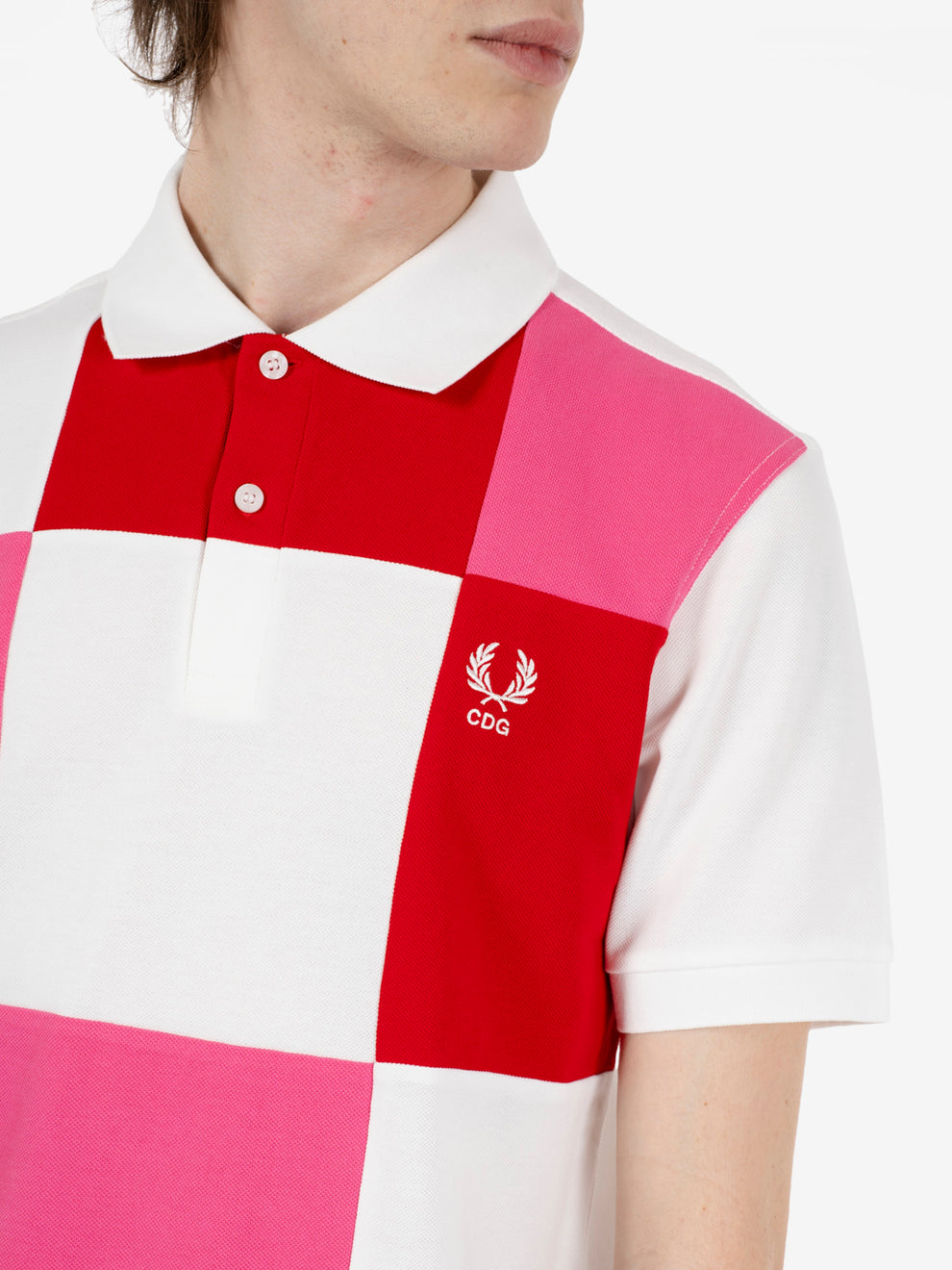 Polo a maniche corte CDG x Fred Perry white / red / pink