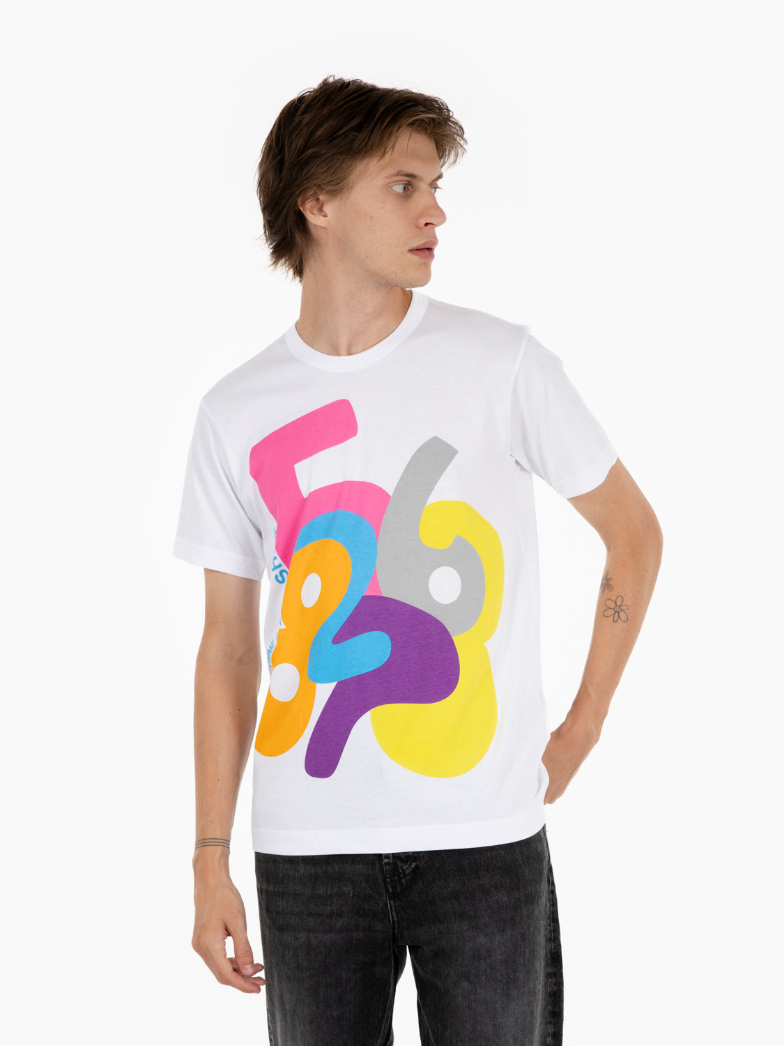 T-shirt knit white / print