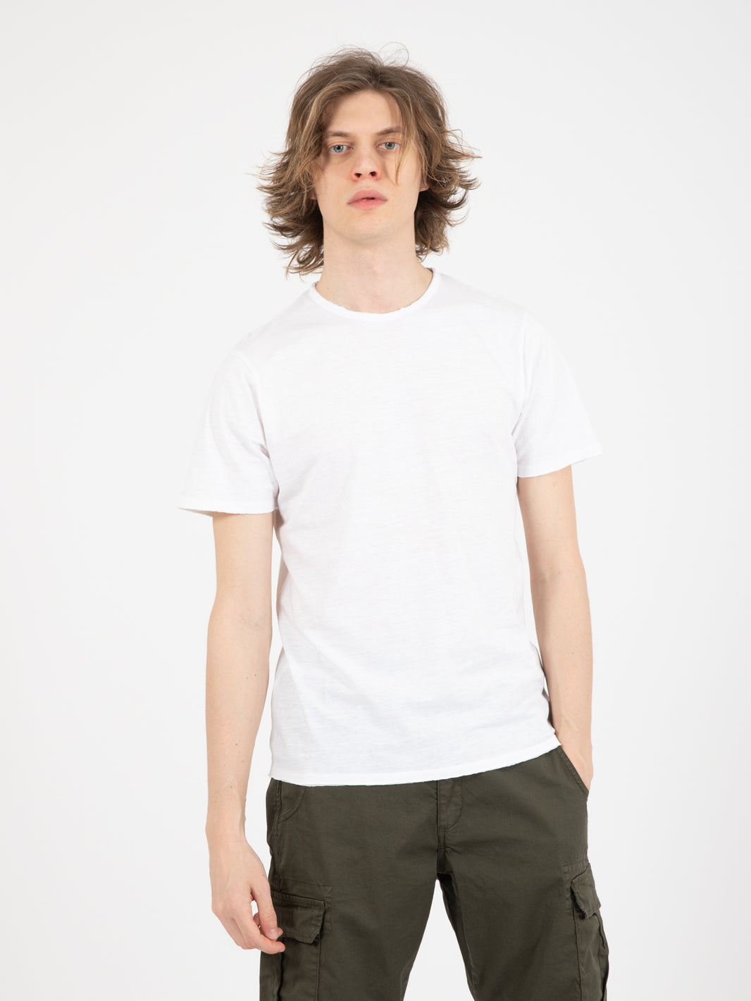 White crew neck flame T-shirt