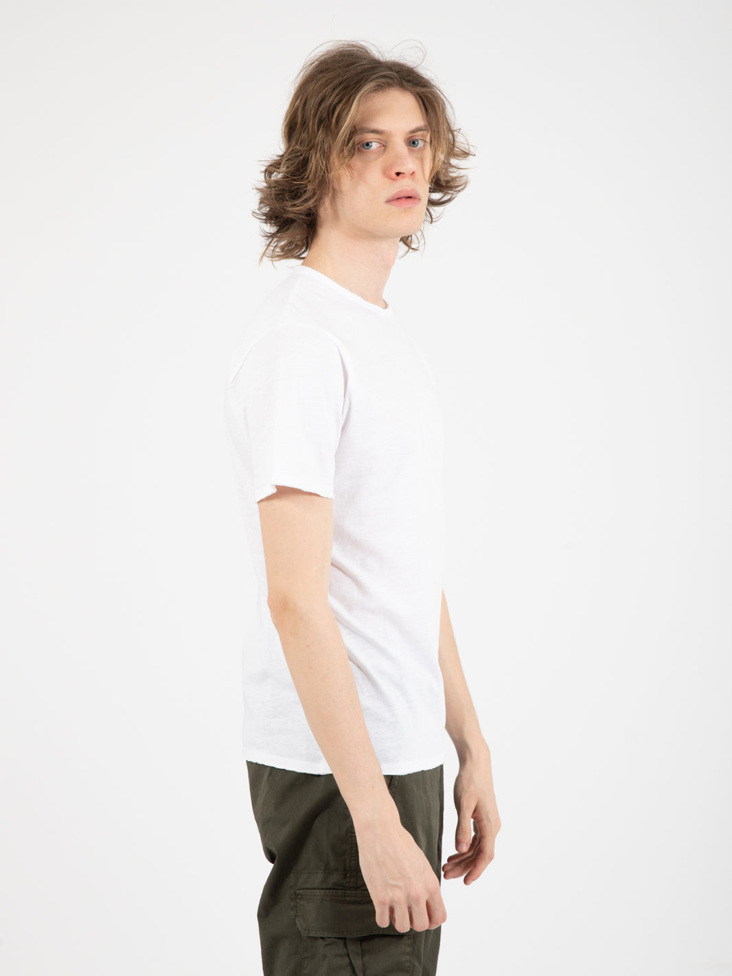 White crew neck flame T-shirt