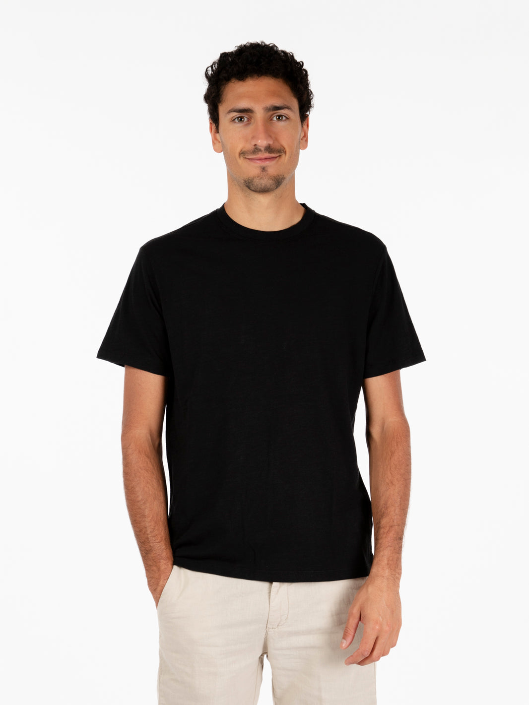 Slub T-shirt in black jersey