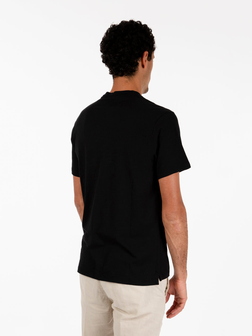 Slub T-shirt in black jersey