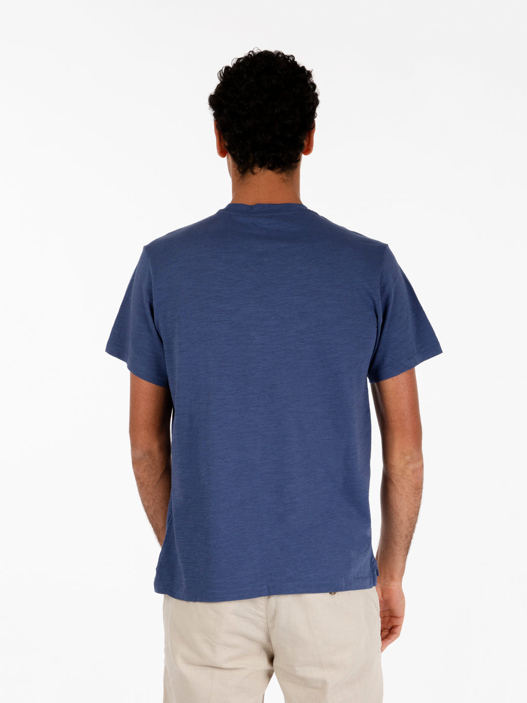 Slub T-shirt in blue denim jersey