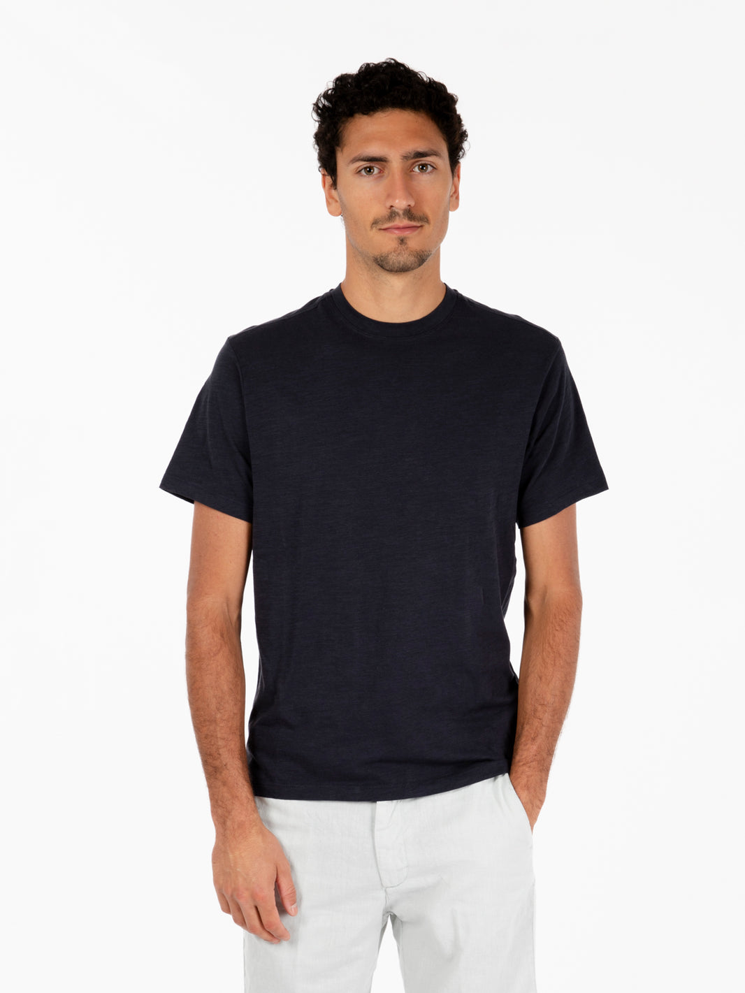 Navy jersey slub T-shirt
