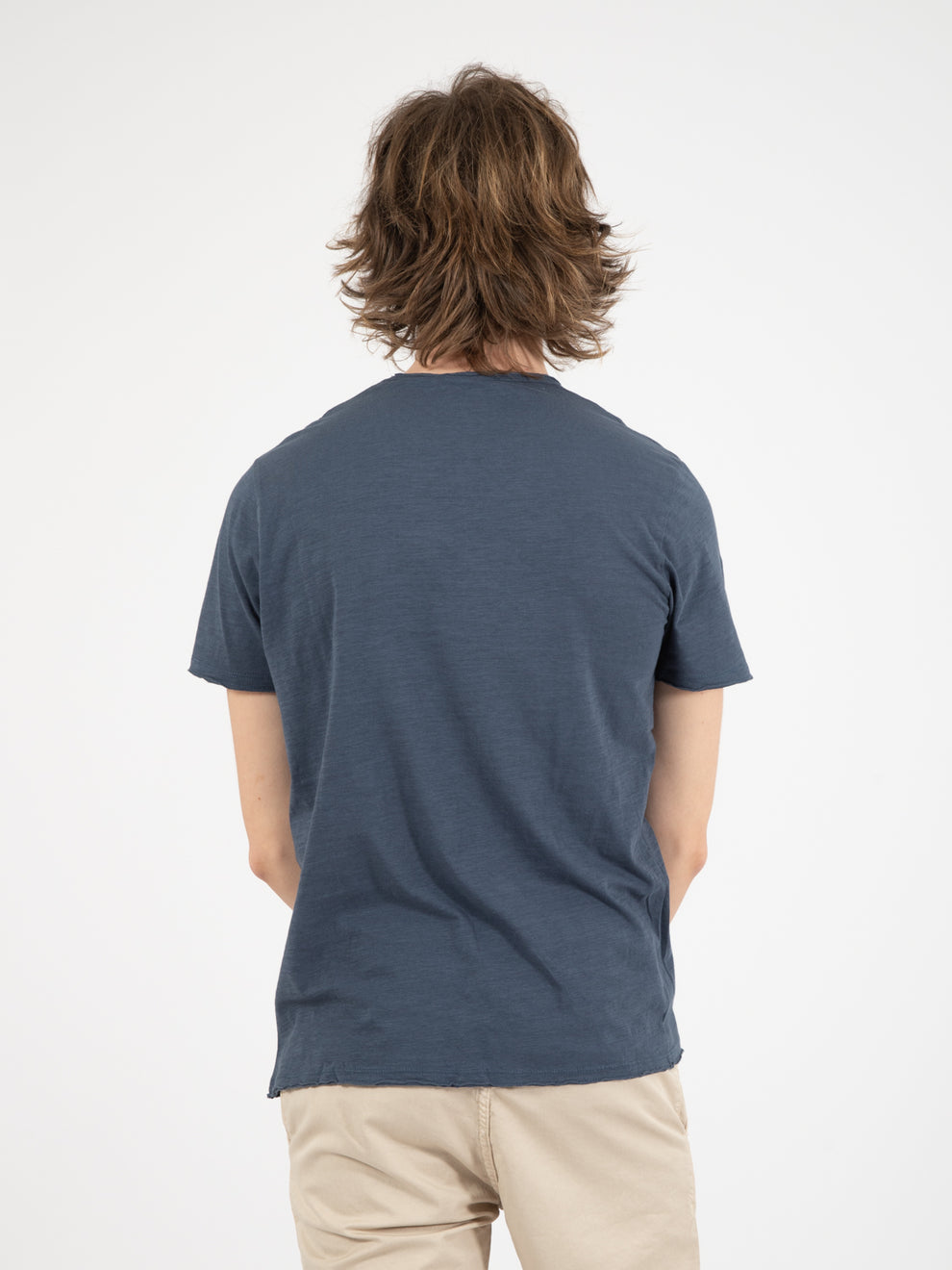 T-shirt fiammata taglio vivo denim
