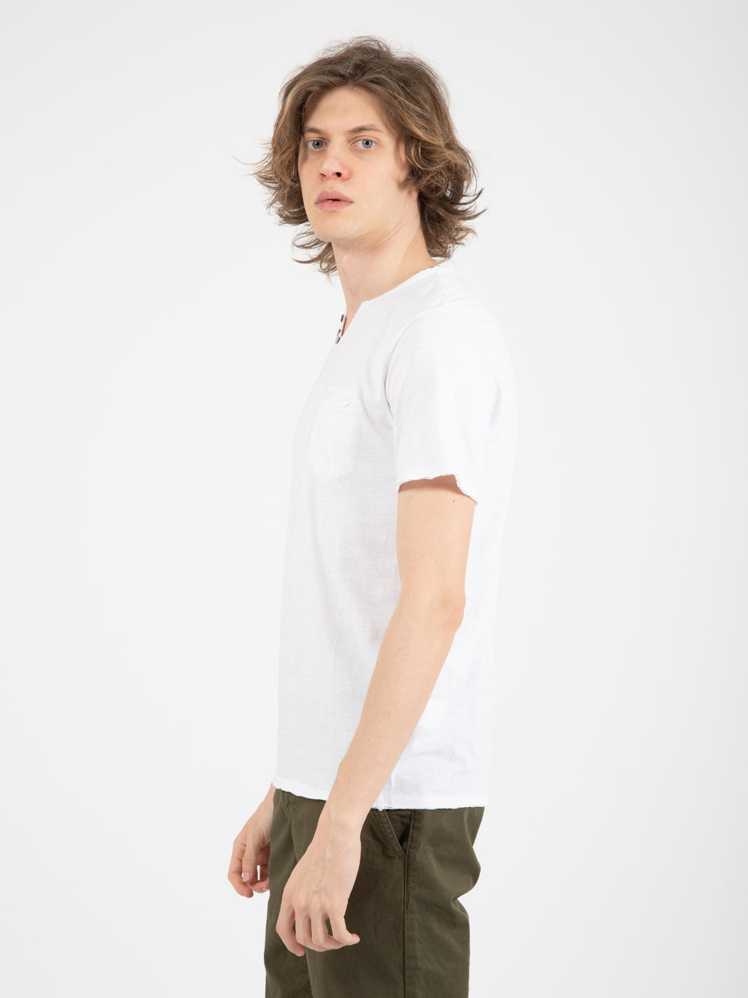 White henley t-shirt with pocket