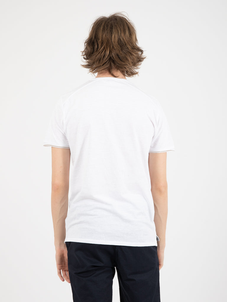 CONSENSO - T-shirt serafino due bottoni bianca