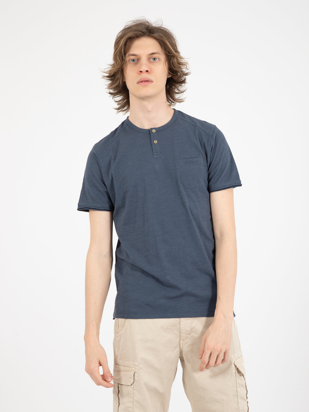 Two-button denim seraph T-shirt
