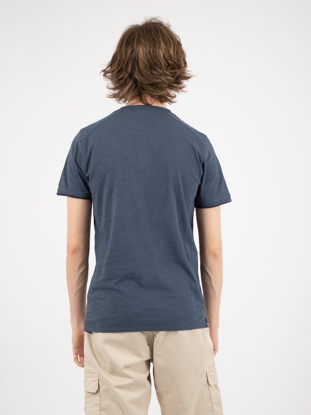 T-shirt serafino due bottoni denim