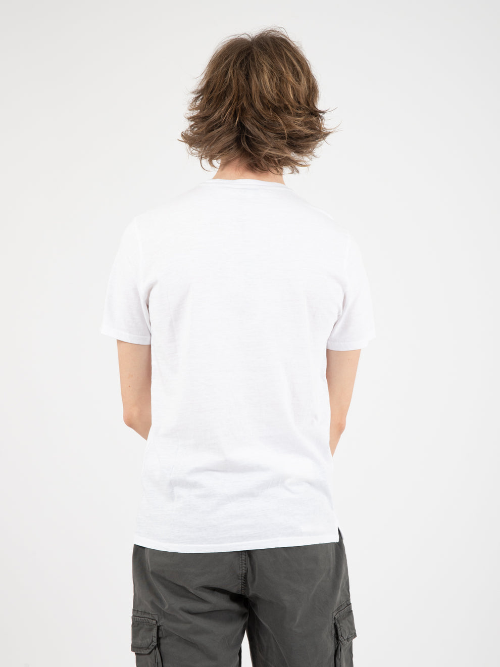 T-shirt taschino fantasia a righe bianca