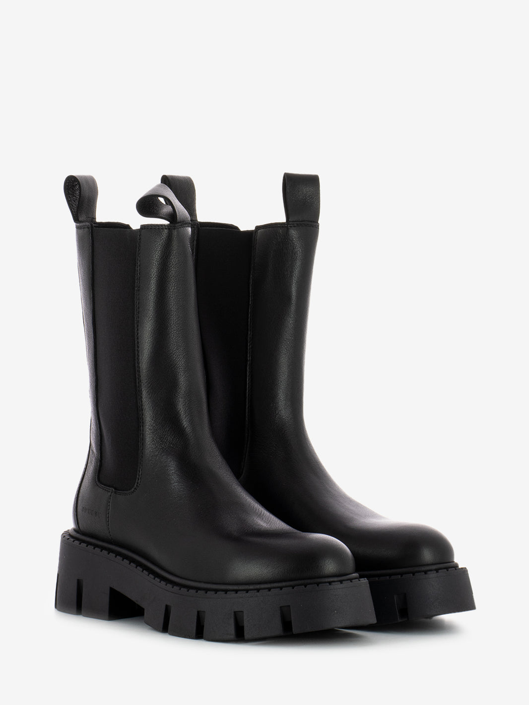 Black leather platform chelsea boots
