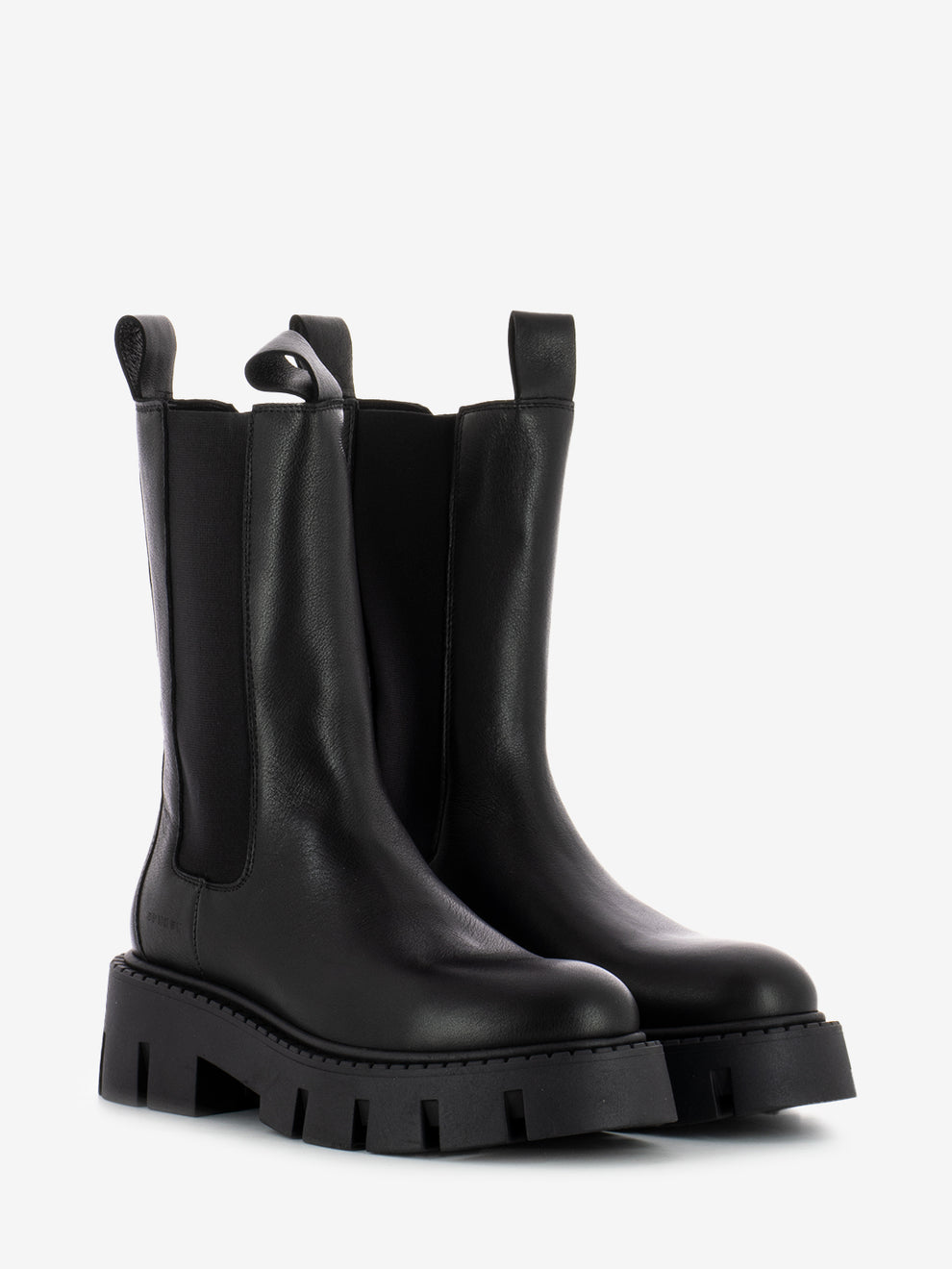 Black leather platform chelsea boots