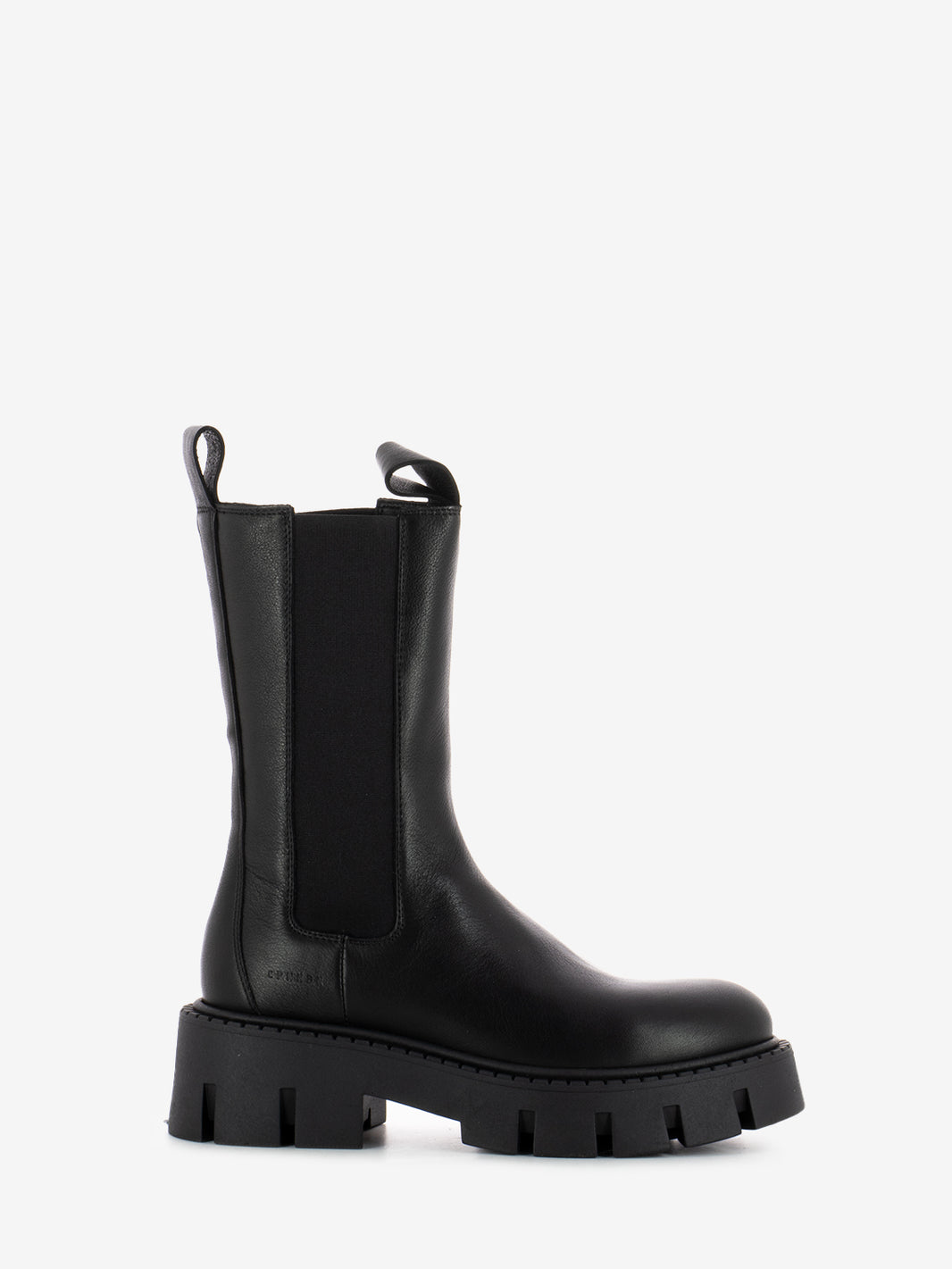 Black leather platform chelsea boots