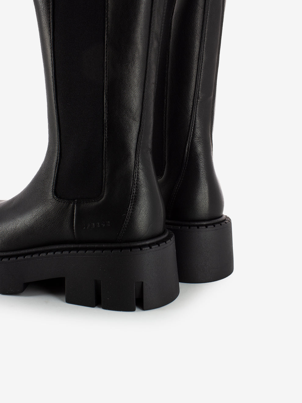 Black leather platform chelsea boots