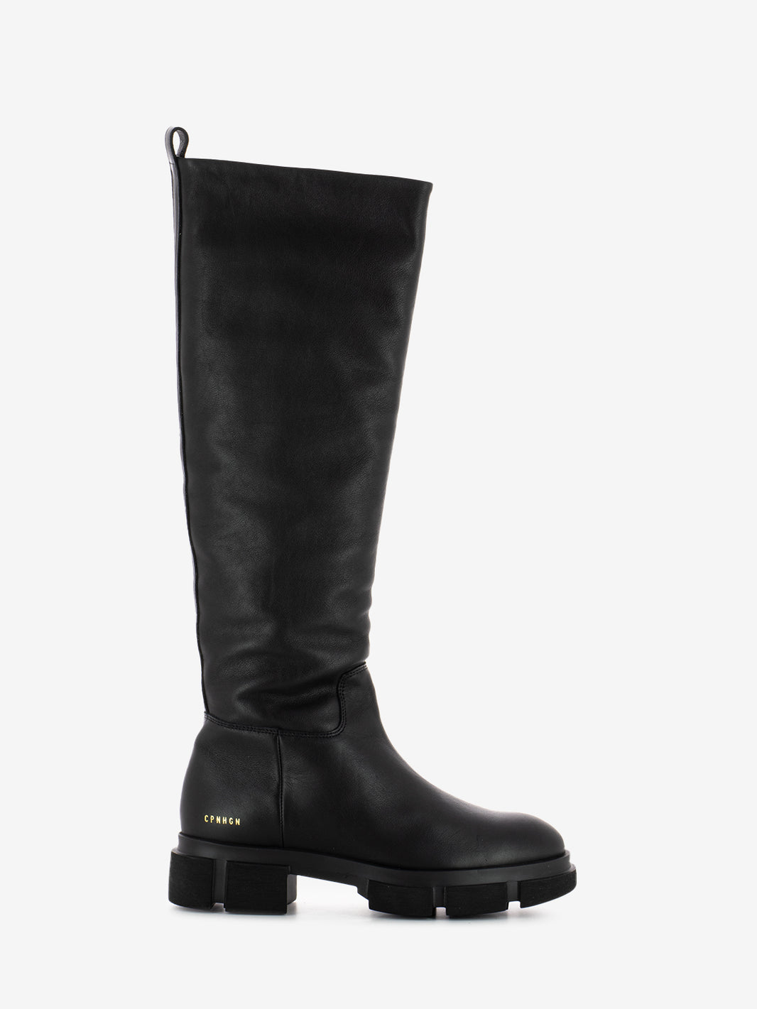 Black leather platform high boots