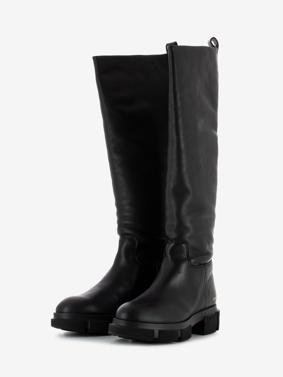 Black leather platform high boots