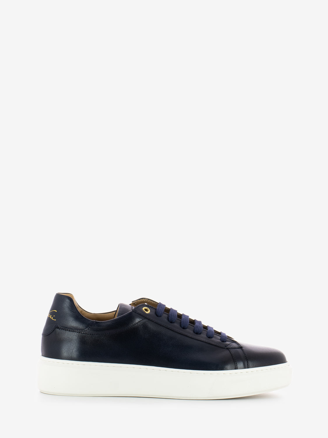 Navy Blue Leather Sneakers