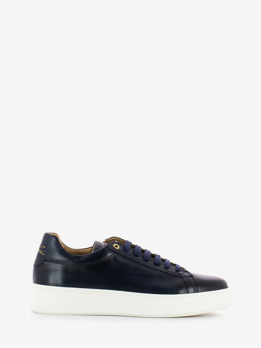 Navy Blue Leather Sneakers