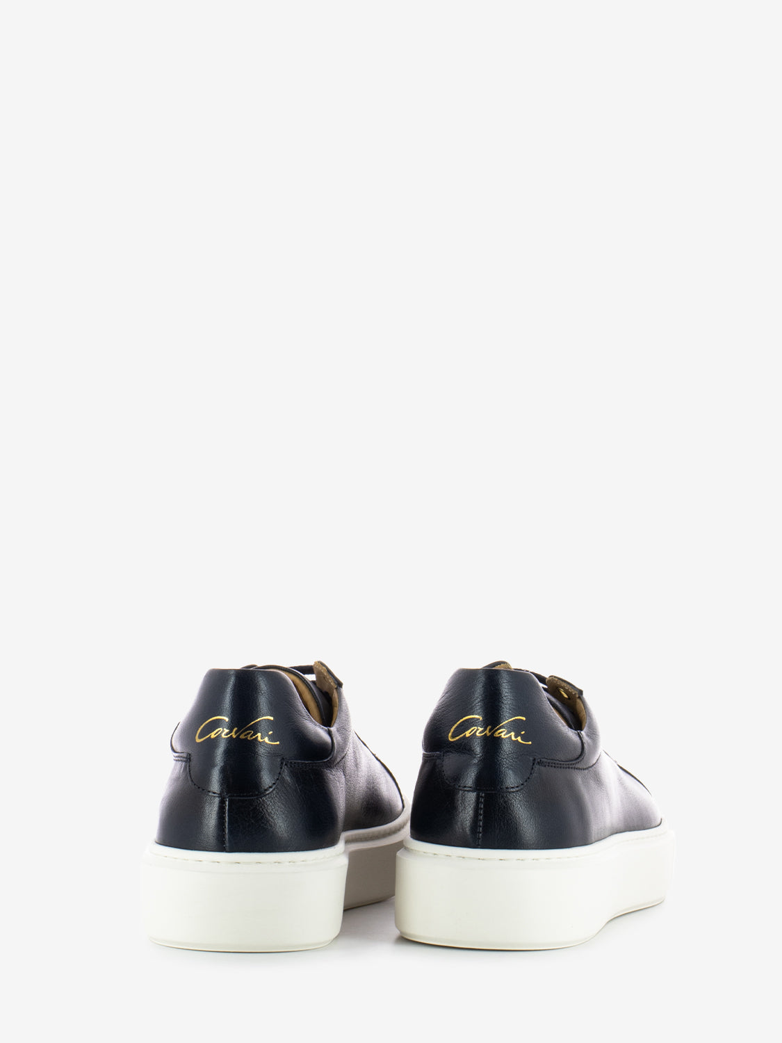 Navy Blue Leather Sneakers