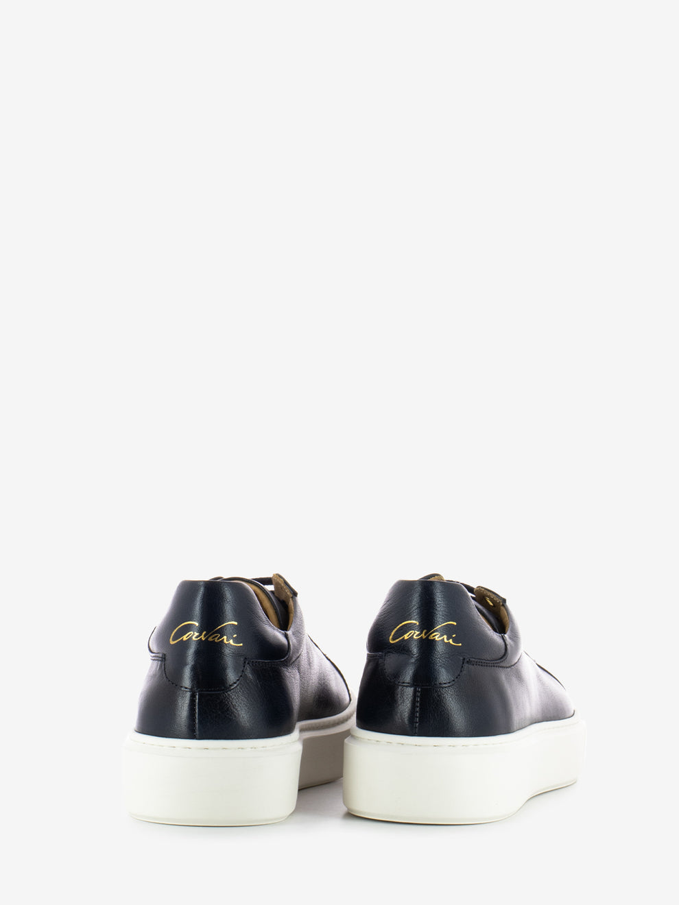 Navy Blue Leather Sneakers