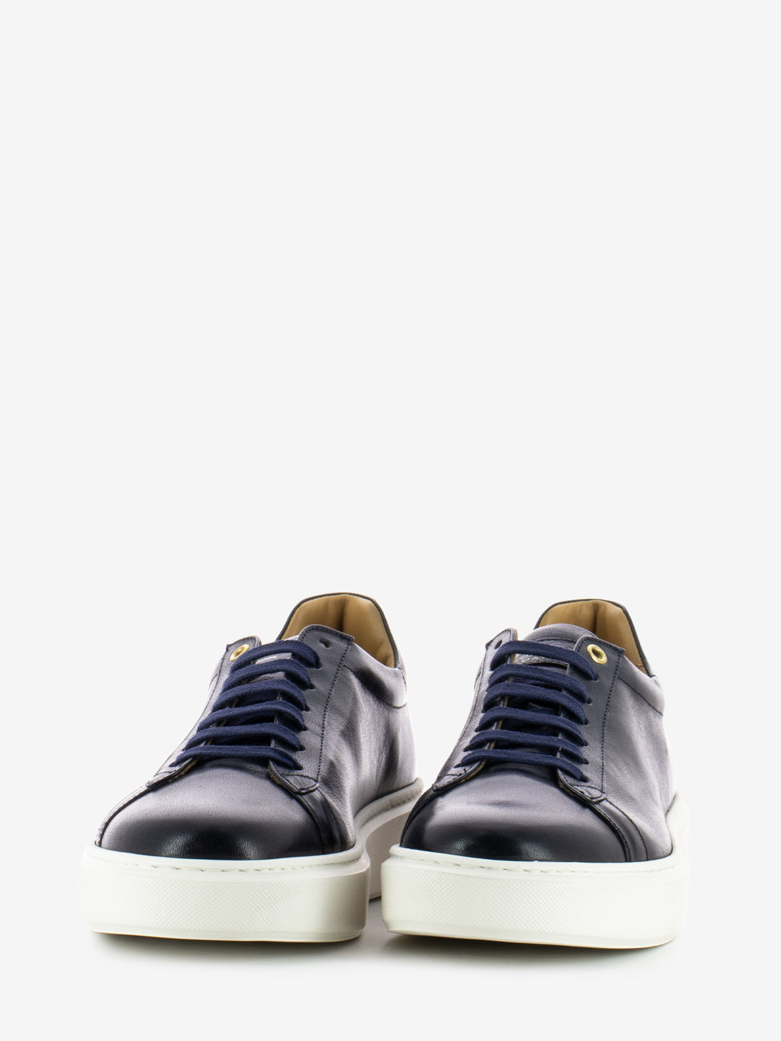 Navy Blue Leather Sneakers