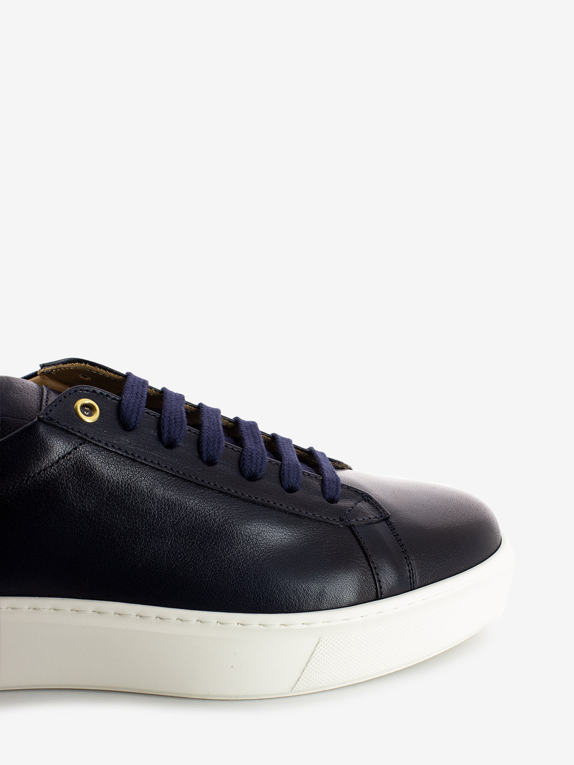 Navy Blue Leather Sneakers