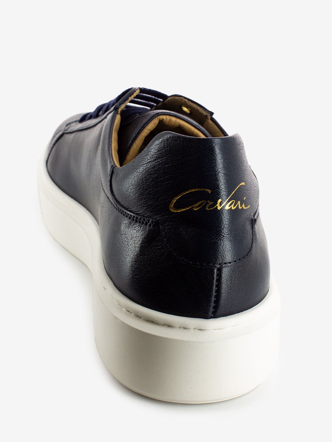 Navy Blue Leather Sneakers