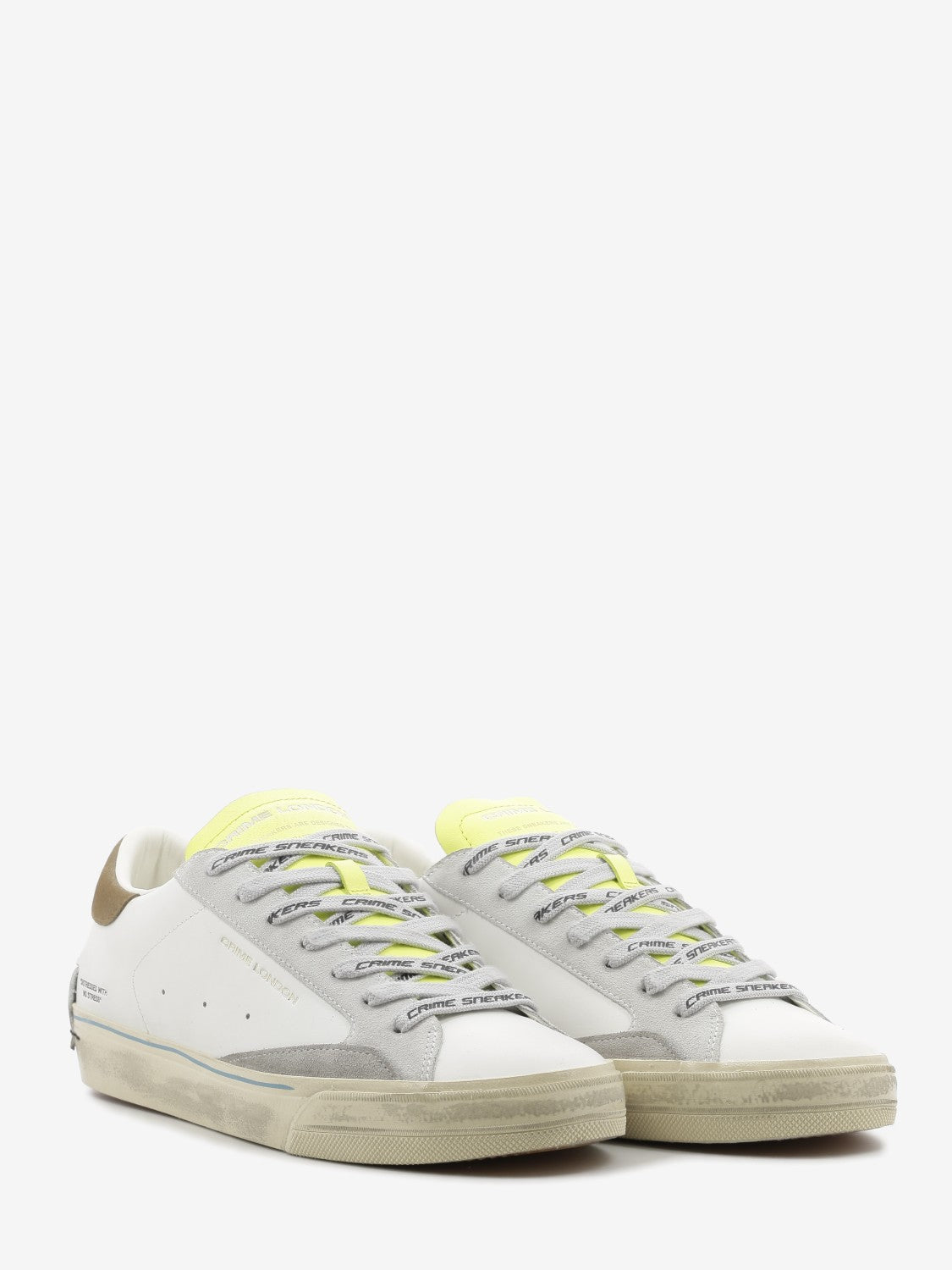 Sneakers distessed 2.0 bianco/lime