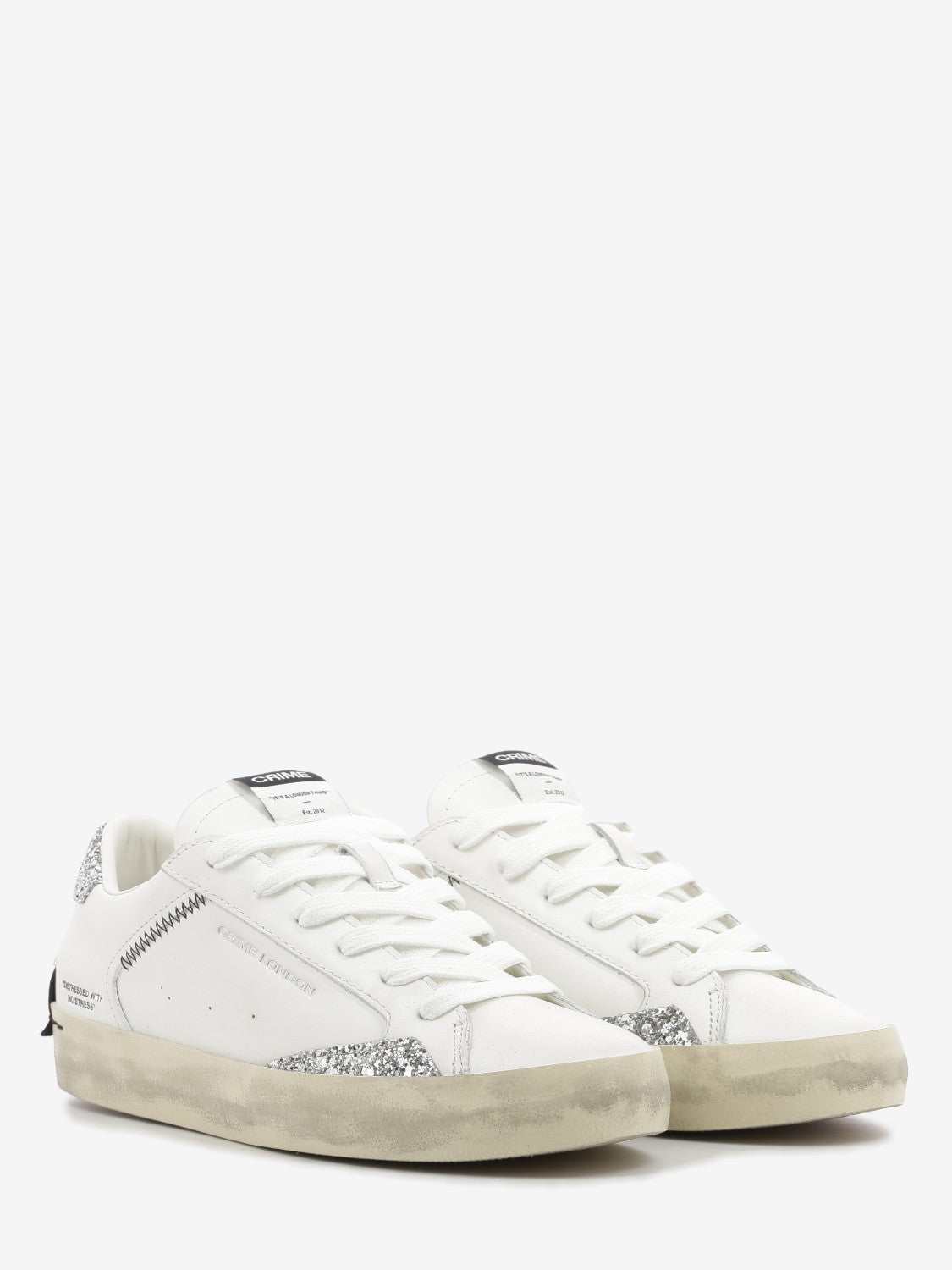 Sneakers Distressed bianco/glitter argento