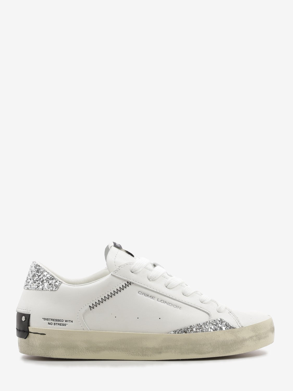 Sneakers Distressed bianco/glitter argento