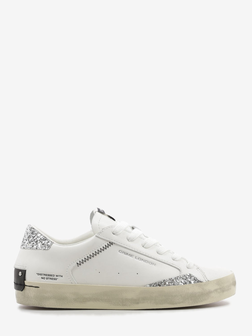 Sneakers Distressed bianco/glitter argento
